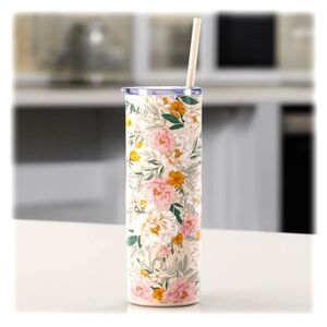 Floral Insulated Tumbler with Straw 20 oz